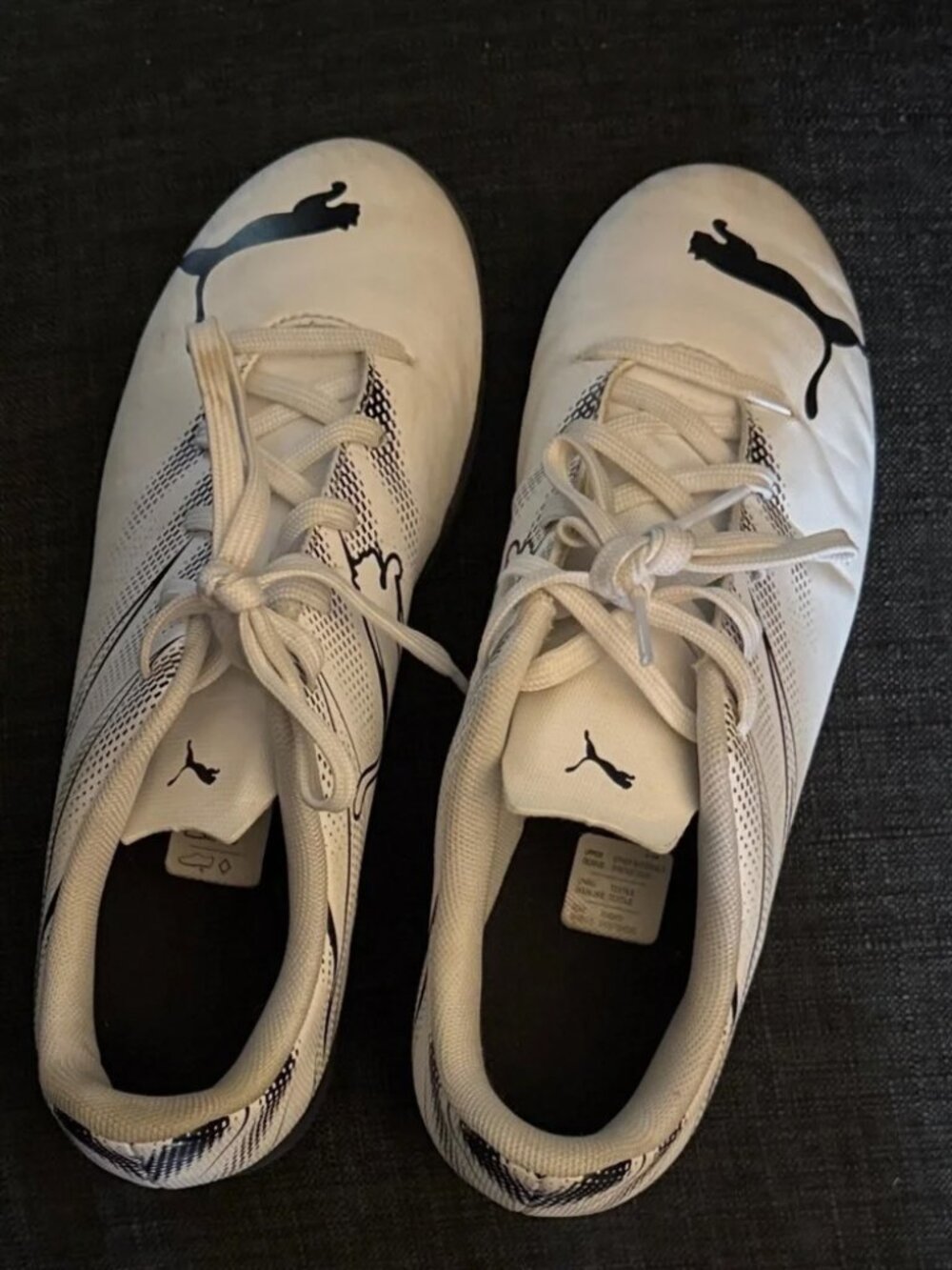 Puma White and Black Turf / Indoor soccer Shoes